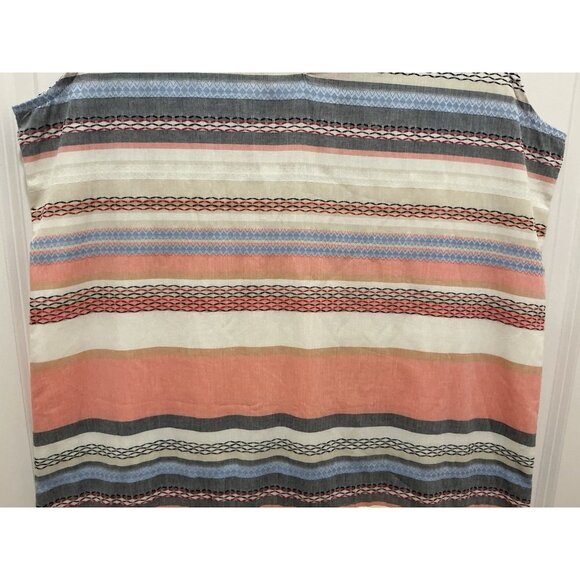 Spartina Dress Size Large Striped VNeck Fringe Embroidery Sleeveless - Picture 3 of 9